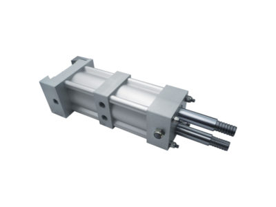 Special actuator for electric welding machines with twin rods and double-thust tandem rods + rear fixing system with adjustable clamp